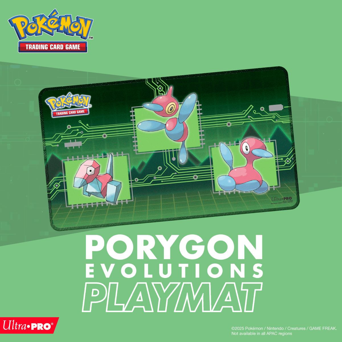 Pokemon Porygon Evolutions stitched playmat promotional image