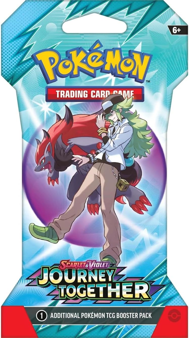 Pokemon TCG Journey Together booster pack featuring character N and Hisuian Zorua