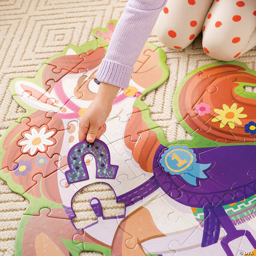 Lifestyle view of child interacting with the Pony puzzle