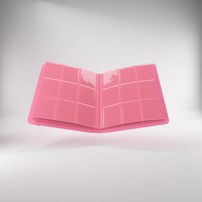 Open prime album with clear plastic pages featuring multiple pockets for storing trading cards or photos, displayed against a light background