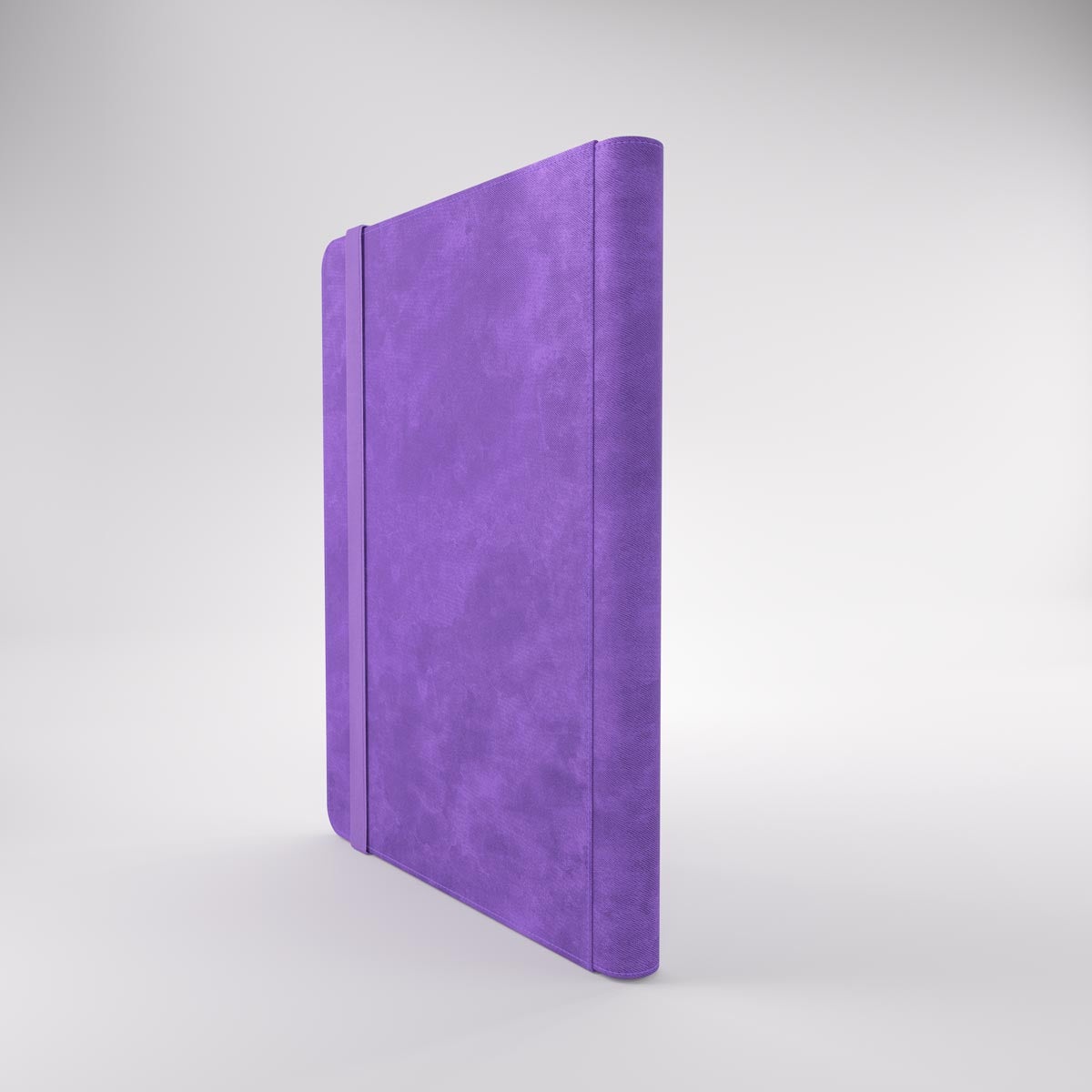 Prime album with an elastic band closure, standing upright on a clean white background