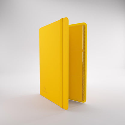 Gamegenic prime album open to textured pages for trading cards, with an elastic closure strap