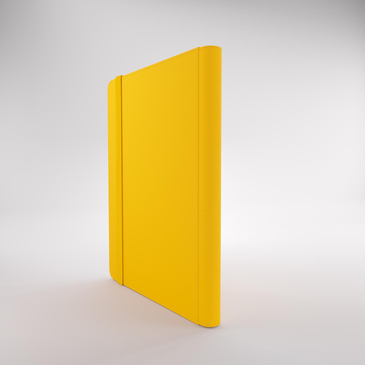 Prime album with an elastic band closure, standing upright on a clean white background