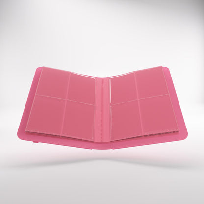 Open prime album with clear plastic pages featuring multiple pockets for storing trading cards or photos, displayed against a light background