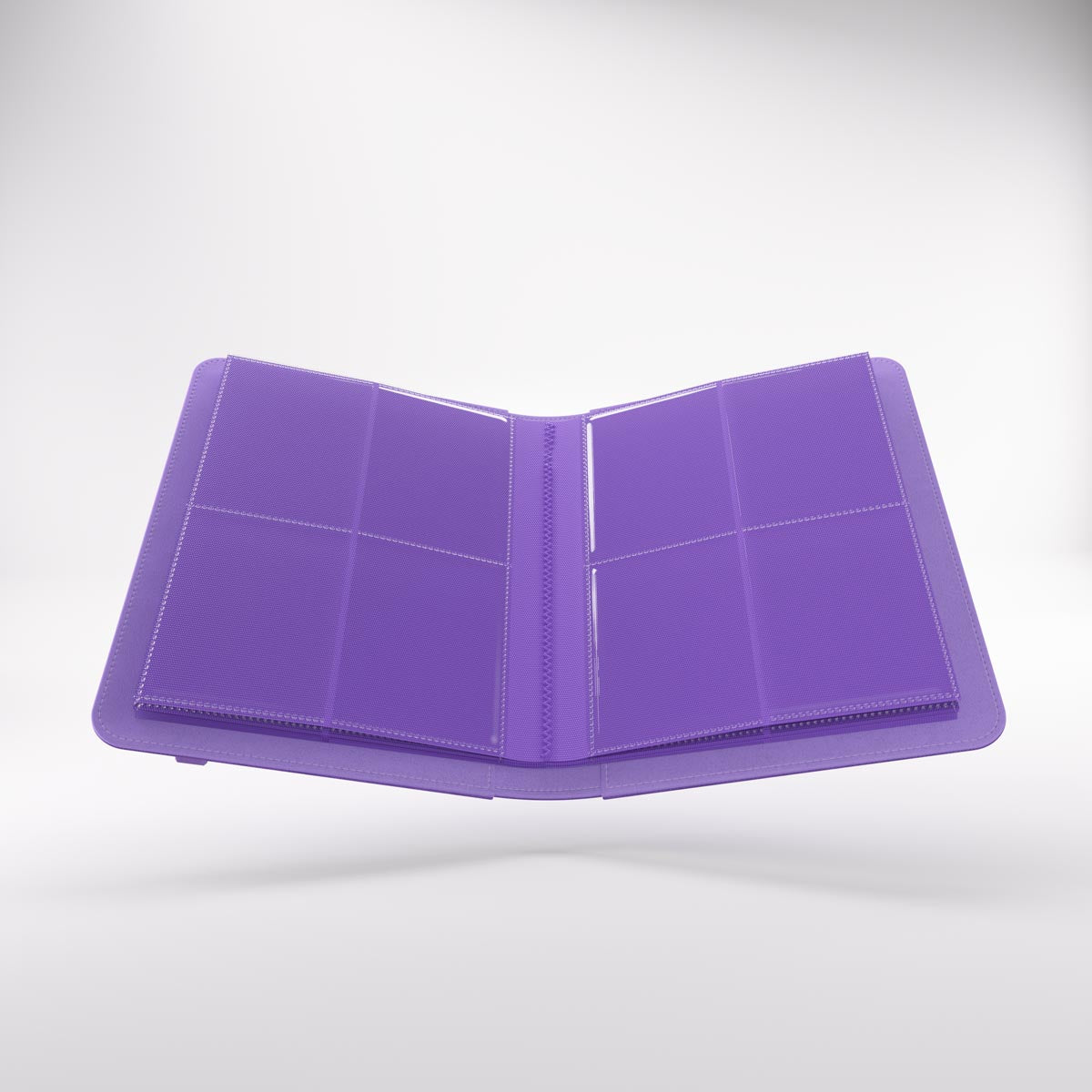 Open prime album with clear plastic pages featuring multiple pockets for storing trading cards or photos, displayed against a light background