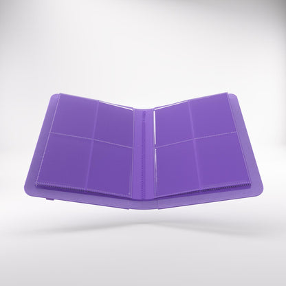 Open prime album with clear plastic pages featuring multiple pockets for storing trading cards or photos, displayed against a light background