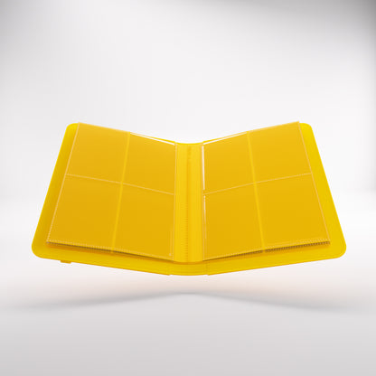 Open prime album with clear plastic pages featuring multiple pockets for storing trading cards or photos, displayed against a light background