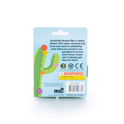 Back view of a toy package featuring a cartoon cactus, product description, safety warnings, and barcode