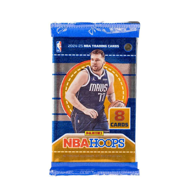 2024-25 NBA Hoops Trading Cards pack featuring Luka Doncic with 8 cards