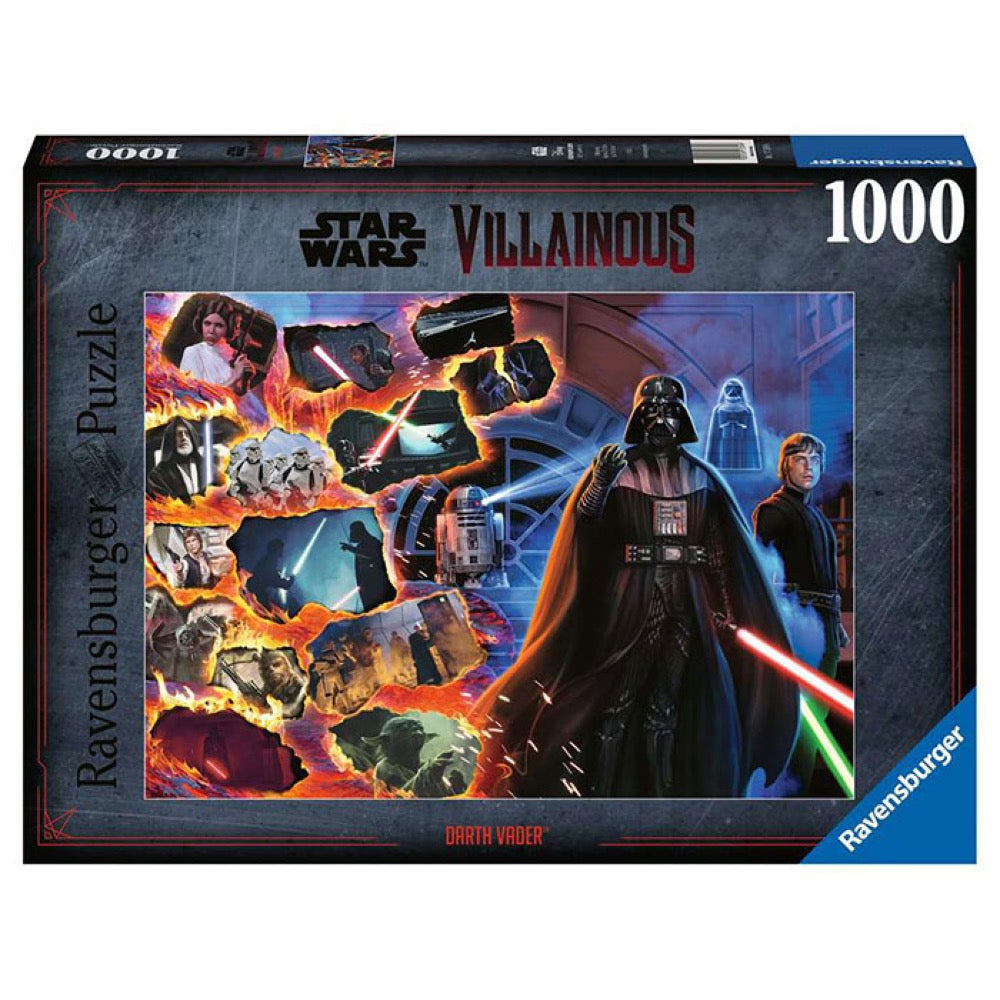 Ravensburger 1000-piece Star Wars Villainous puzzle box featuring Darth Vader holding a lightsaber