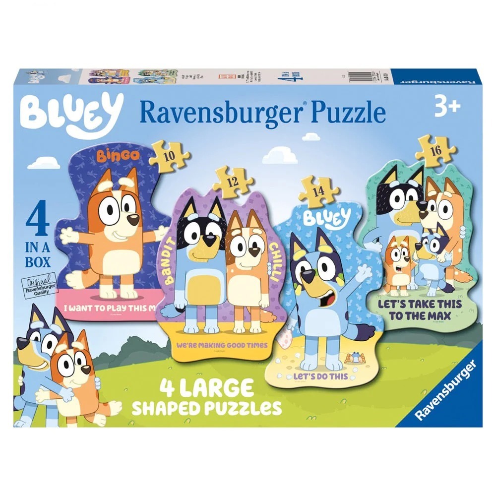 Ravensburger - Bluey 4 Large Shaped 10 12 14 & 16 Piece Jigsaw - Good Games