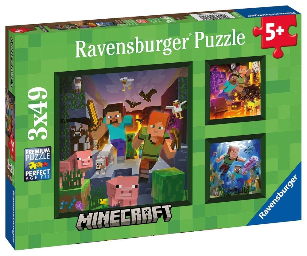 Ravensburger - Minecraft Biomes 3x49 Piece Jigsaw - Good Games