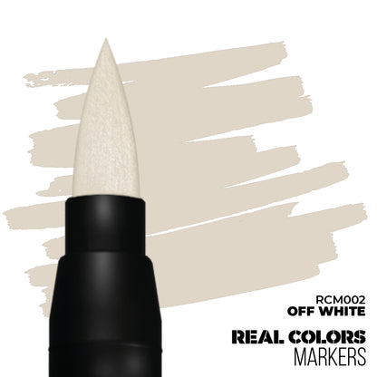 Off-white Real Colors Marker brush tip, demonstrating its pale cream color in strokes