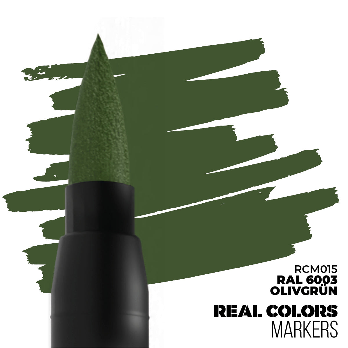 Dark green marker with brush strokes of RAL 6003