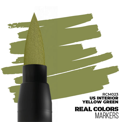 Yellow-green marker tip shown next to paint swatches of "US Interior Yellow Green."