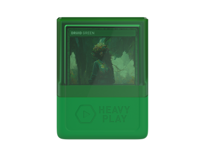 Druid Green card holder displaying a "Druid Green" image of a person in nature, with "Heavy Play" logo below