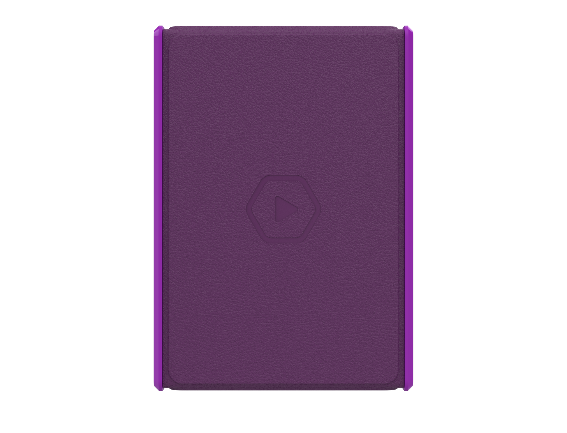 Rear view of Heavy Play MAX 133 DS RFG Noble Purple Deckbox with a debossed play button icon and noble purple trim