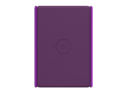 Rear view of Heavy Play MAX 133 DS RFG Noble Purple Deckbox with a debossed play button icon and noble purple trim
