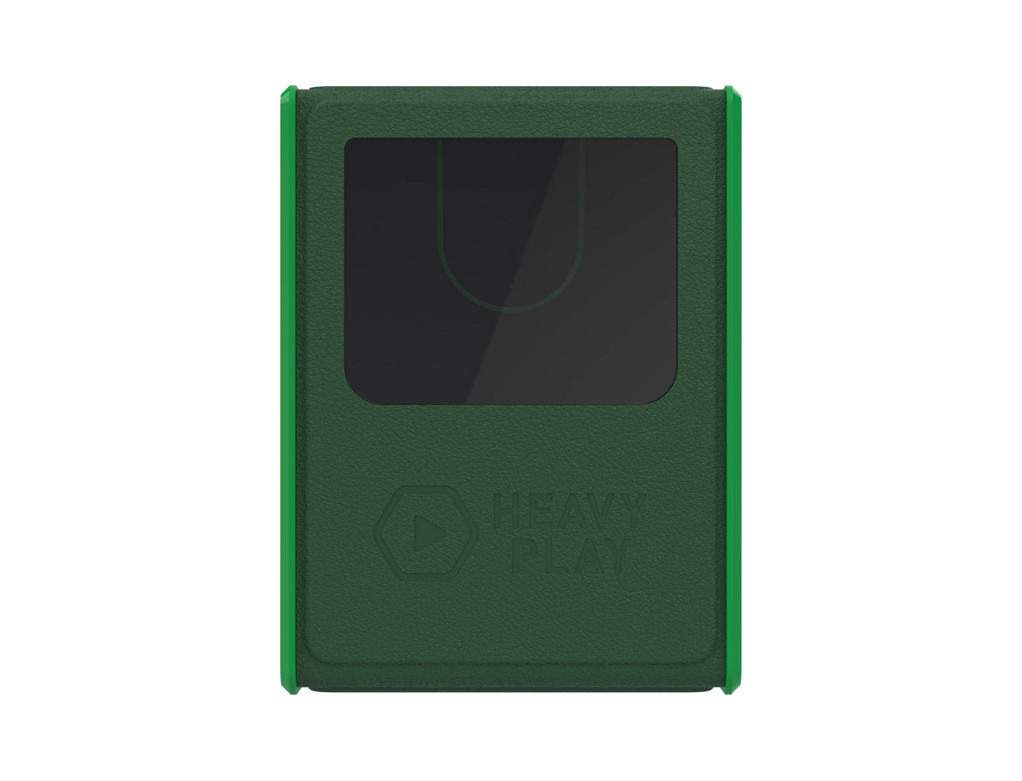 Green textured device with a dark screen window and 'HEAVY PLAY' logo