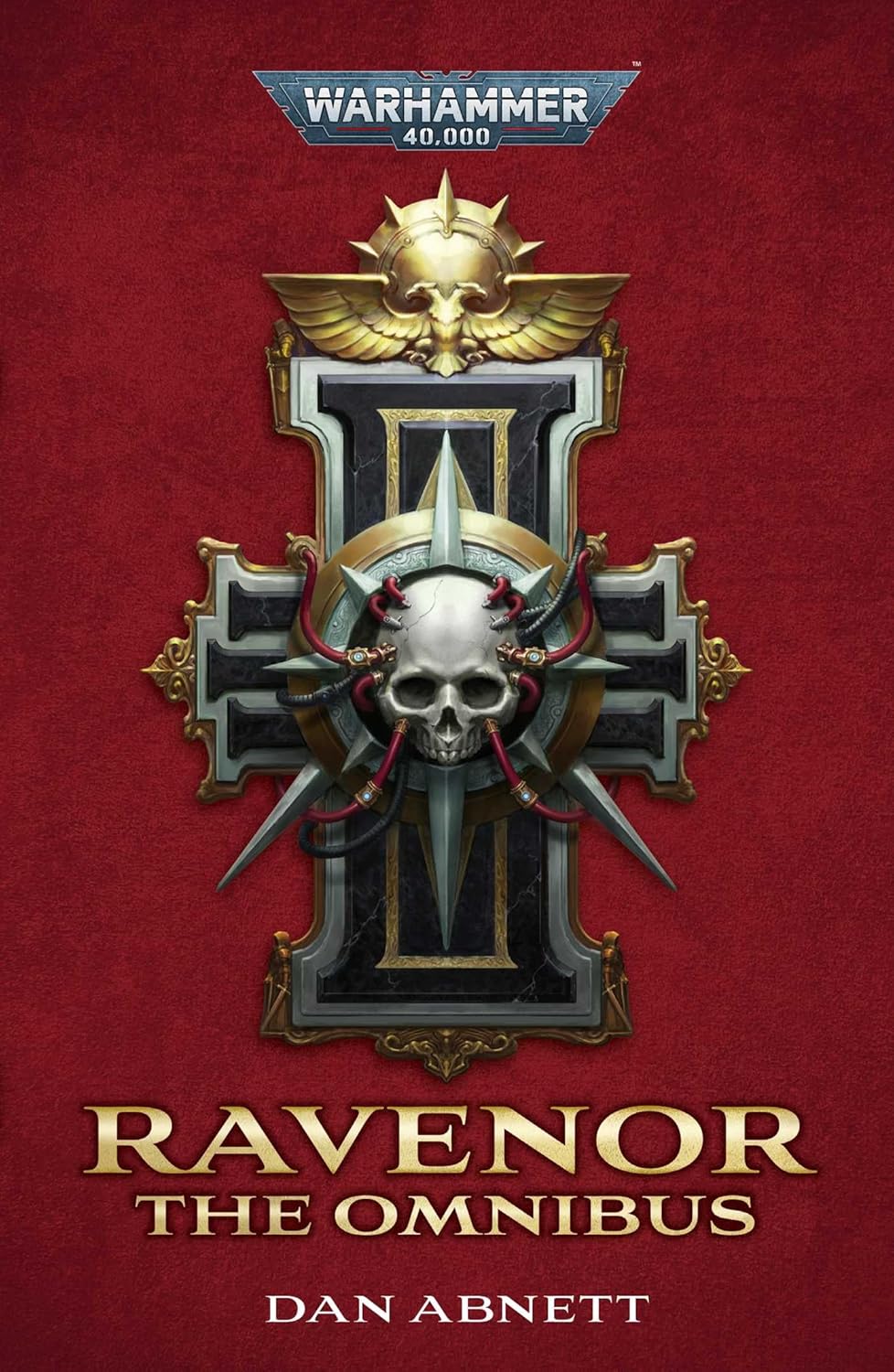 Warhammer 40,000 Ravenor The Omnibus cover: an ornate Inquisitorial Rosette featuring a skull and spikes on red