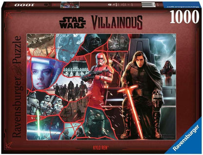 Star Wars Villainous puzzle box: Kylo Ren holds red lightsaber, surrounded by a collage of Rey, Stormtroopers and villains