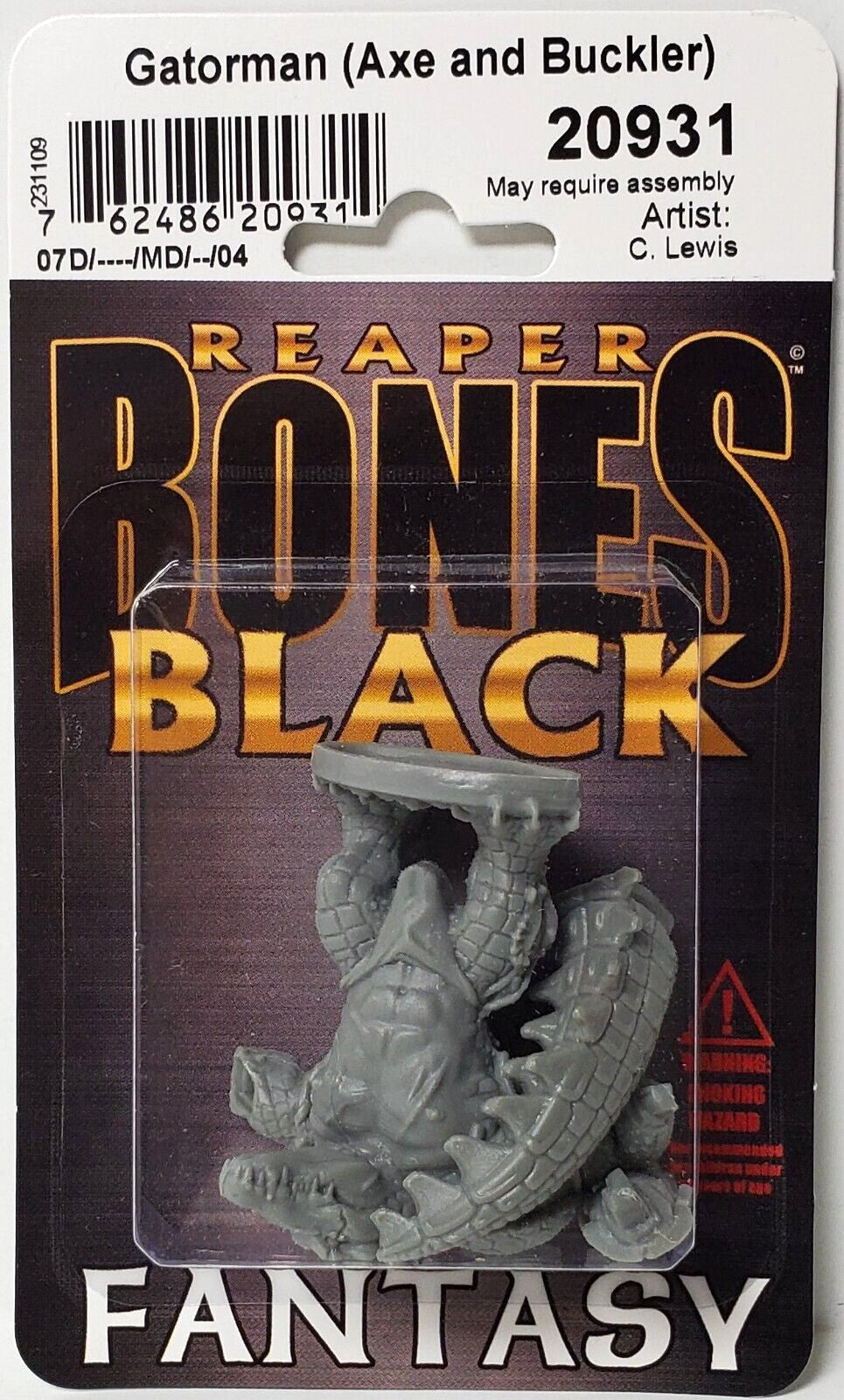 Reaper Bones Gatorman with Axe and Buckler packaging box front view