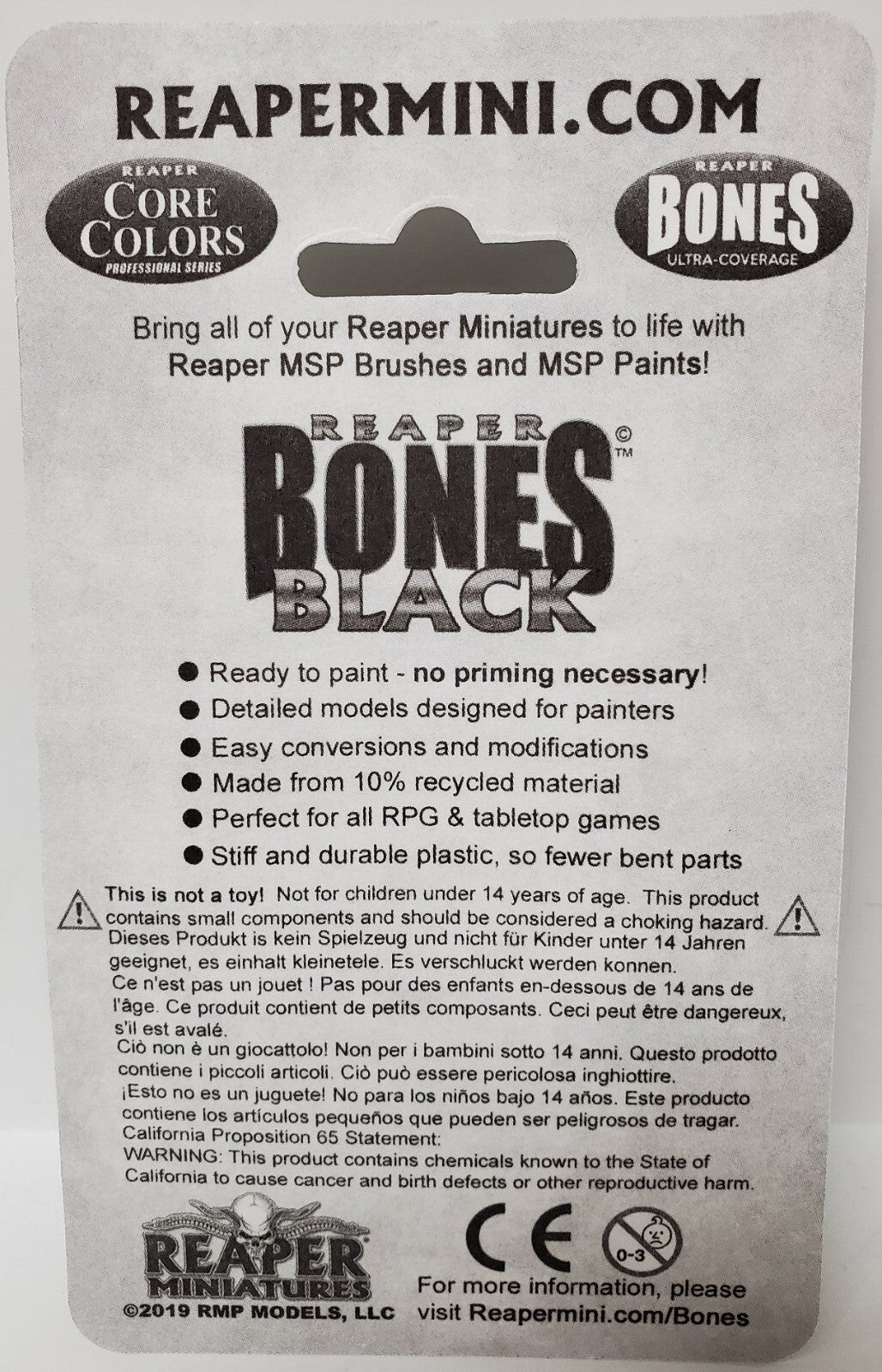 Reaper Bones Gatorman with Axe and Buckler packaging box back view