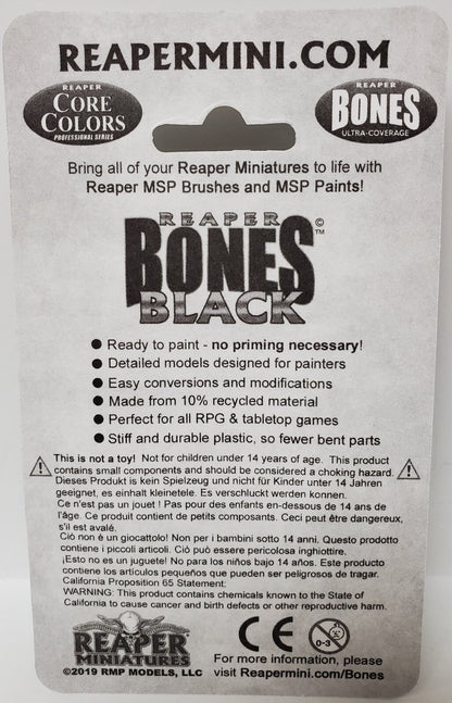 Reaper Bones Gatorman with Axe and Buckler packaging box back view