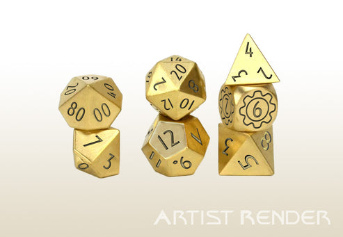 Level Up Dice - Progress Brass Polyhedral Dice Set