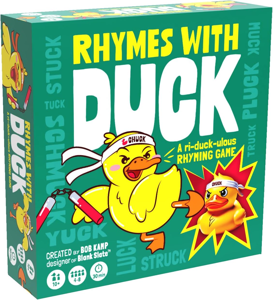 Rhymes with Duck board game packaging box front view