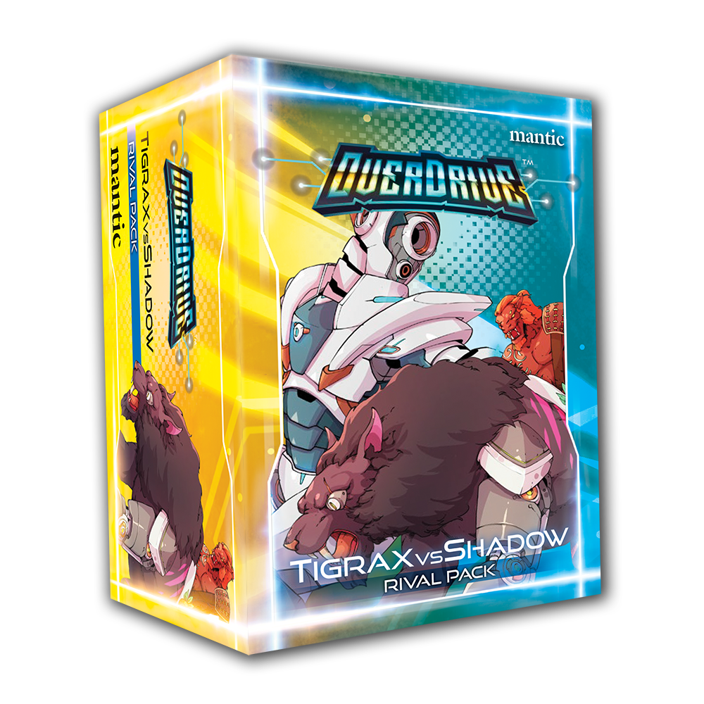 Image of the OverDrive Rival Pack box featuring Tigrax and Shadow miniatures