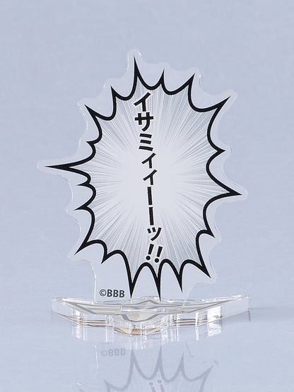 Front view of Isami acrylic stand with expressive comic-style speech bubble