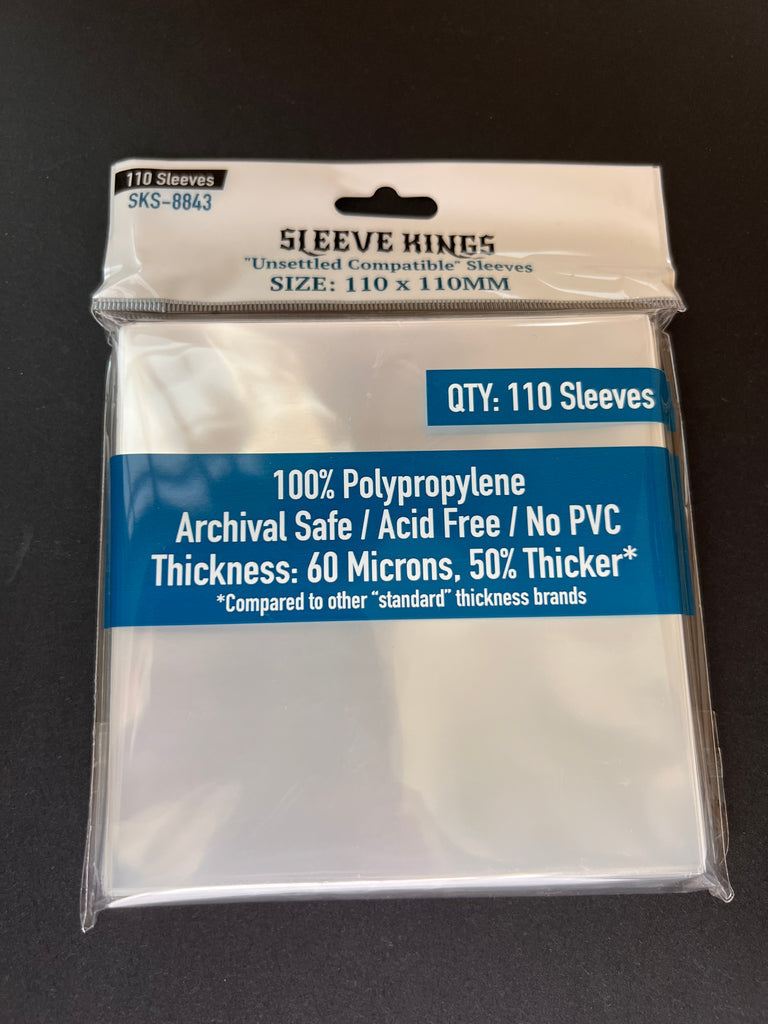 Sleeve Kings 110-count &quot;Unsettled Compatible&quot; 110mm x 110mm clear card sleeves