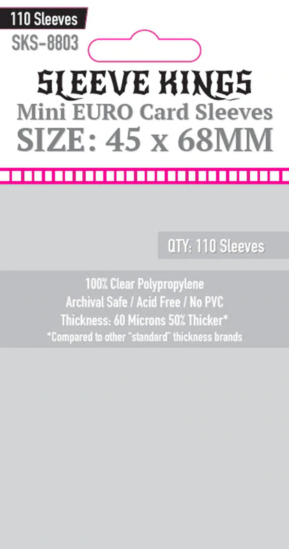 Sleeve Kings - Mini Euro Board Game Card Sleeves 110-Pieces 45 mm x 68 mm Size - Clear - Good Games