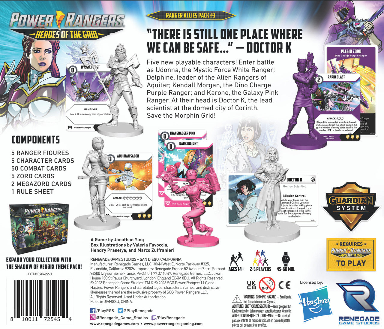 Back of the Power Rangers: Ranger Allies Pack #3 box showing contents