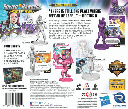 Back of the Power Rangers: Ranger Allies Pack #3 box showing contents
