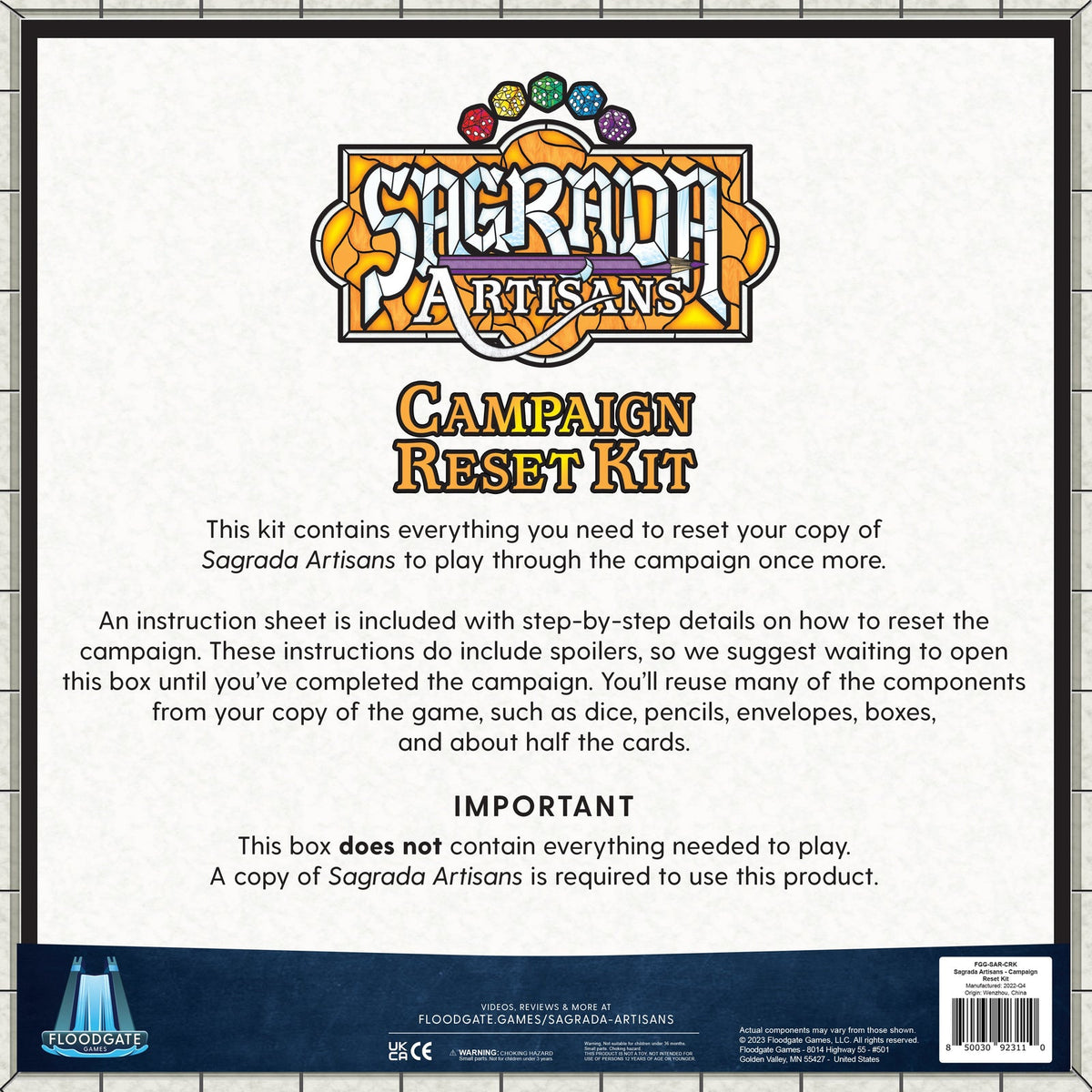 Sagrada Artisans: Campaign Reset Kit - Good Games