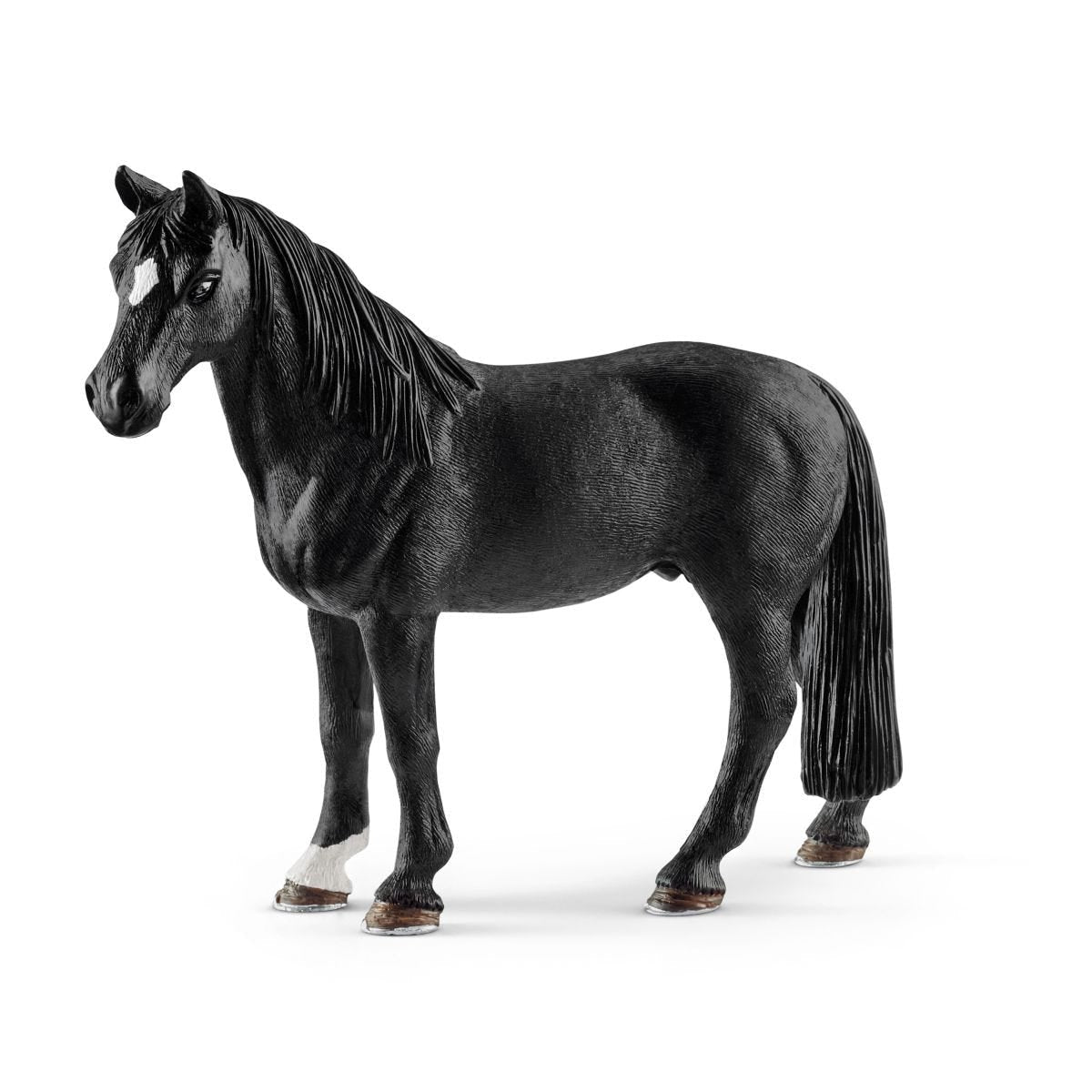 Black Tennessee Walker Gelding figurine standing, with white star and white front leg marking