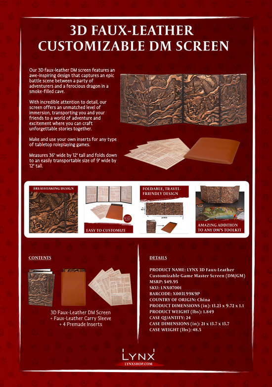 3D Faux-Leather Customizable Game Master Screen - Good Games