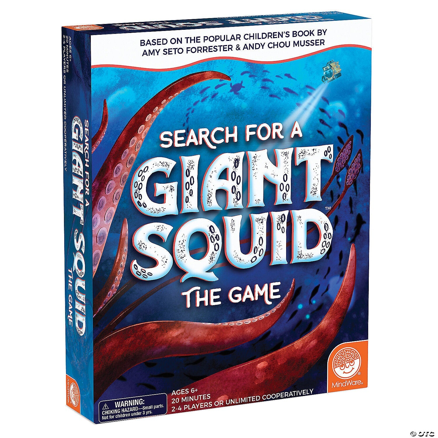 The "Search for a Giant Squid The Game" box, showing red tentacles, fish, and a yellow submarine in a blue ocean