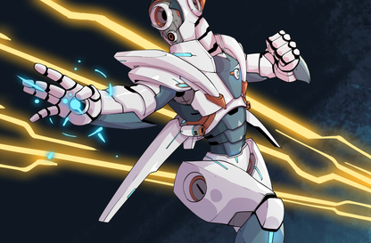 Painted miniature of Shadow standing upright with extended arms and detailed armor
