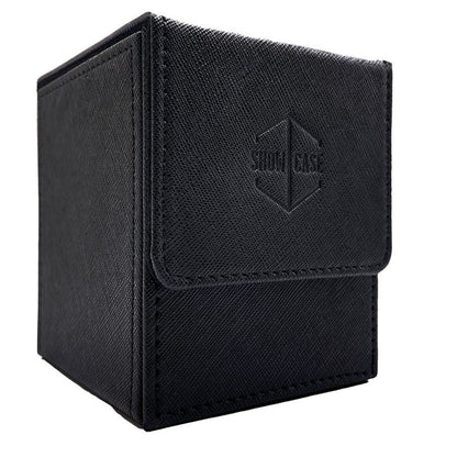 Black textured card deck box with "SHOW CASE" embossed logo and flap closure