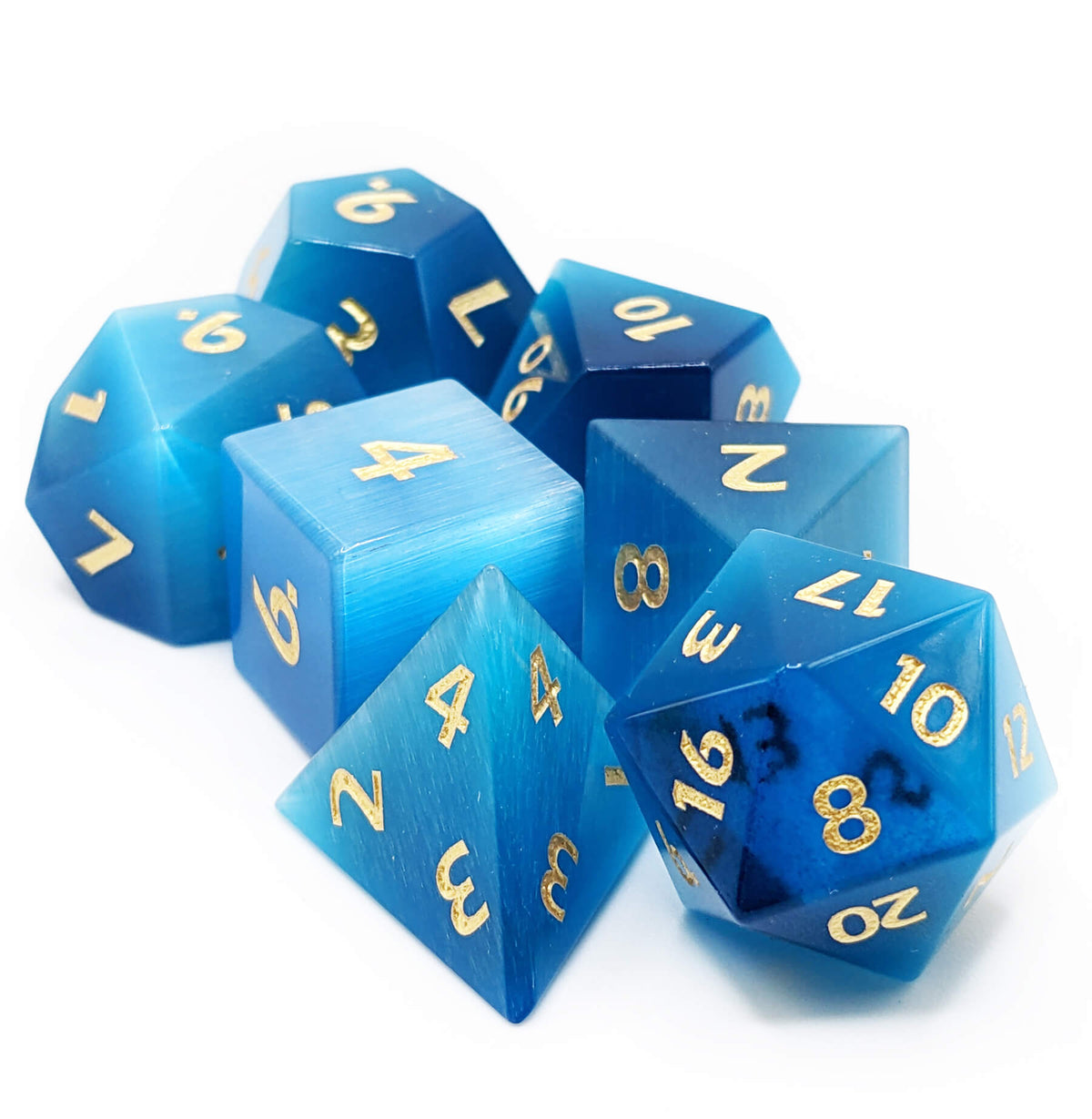 Level Up Dice - Custom Sky Blue Cats Eye Dice Set (Crusade)