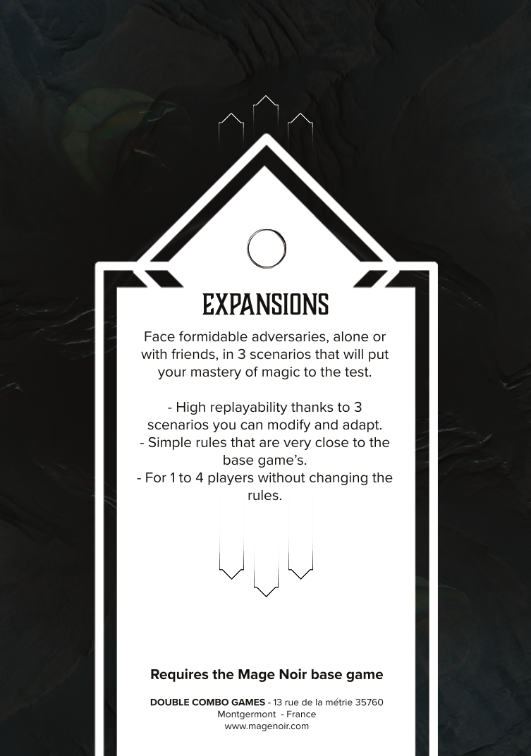 Back of Mage Noir: The Lone Mage box with English text