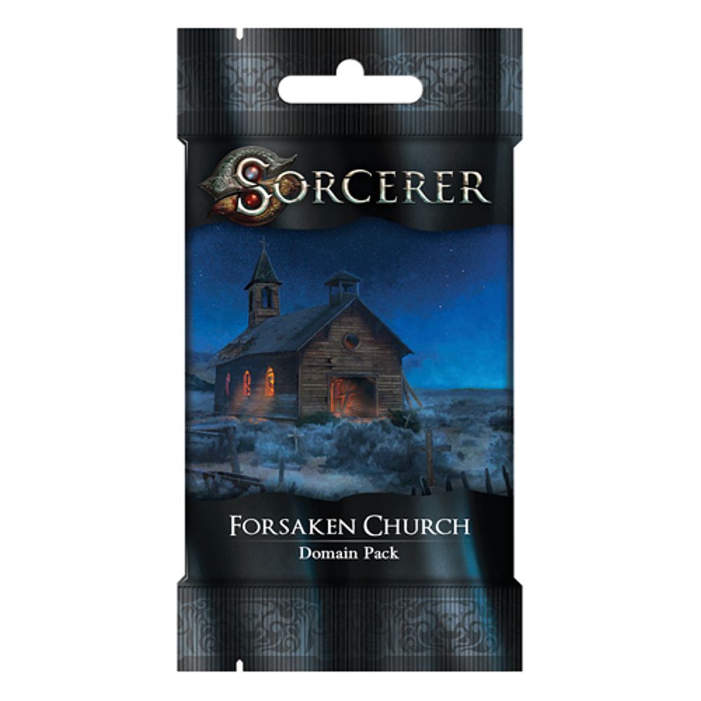 Sorcerer: Forsaken Church Domain Pack, featuring an old wooden church glowing at night under a starry sky