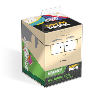 South Park Squaroes collectible box for Mr. Garrison, featuring his face, glasses, and the show's logo