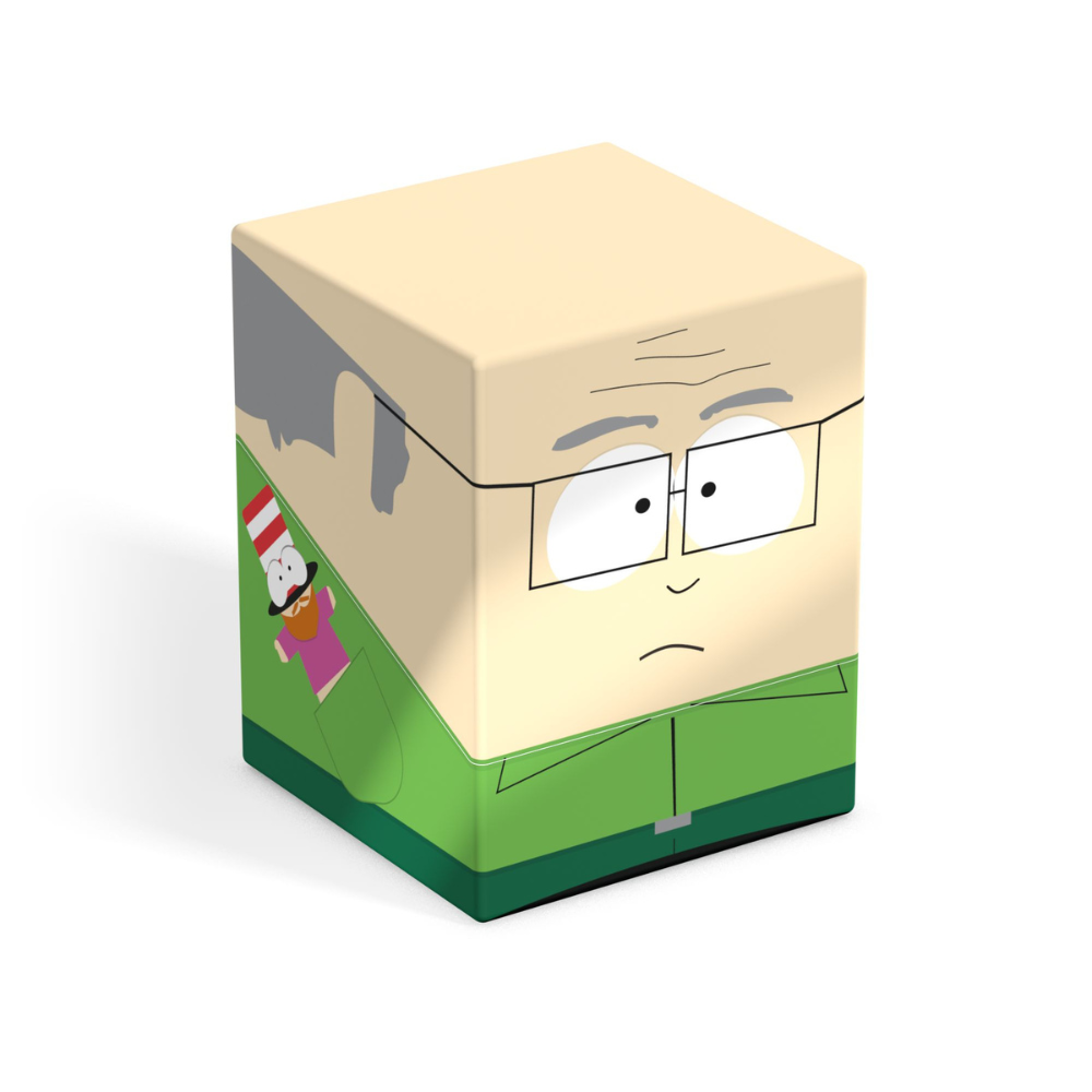 South Park collectible cube featuring the face of Mr. Garrison in glasses and a green shirt