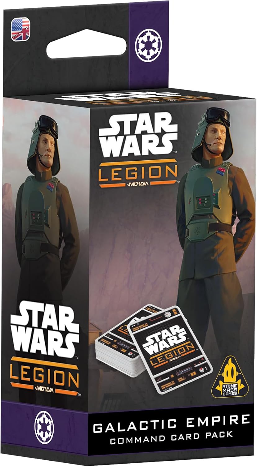 Star Wars: Legion - Galactic Empire Command Card Pack box showing an Imperial officer and game cards
