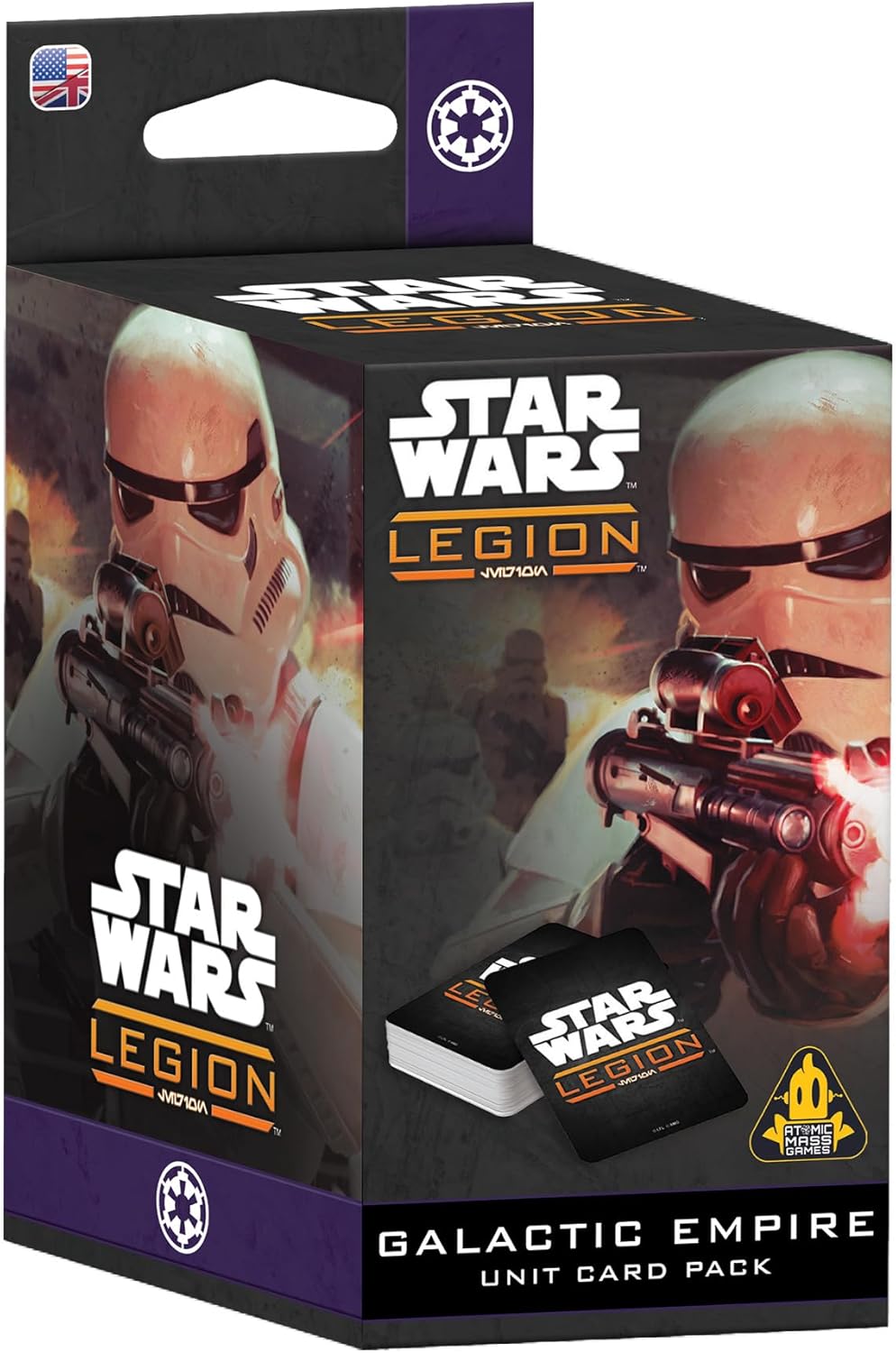 Star Wars: Legion - Galactic Empire Unit Card Pack box art showing two Stormtroopers aiming rifles