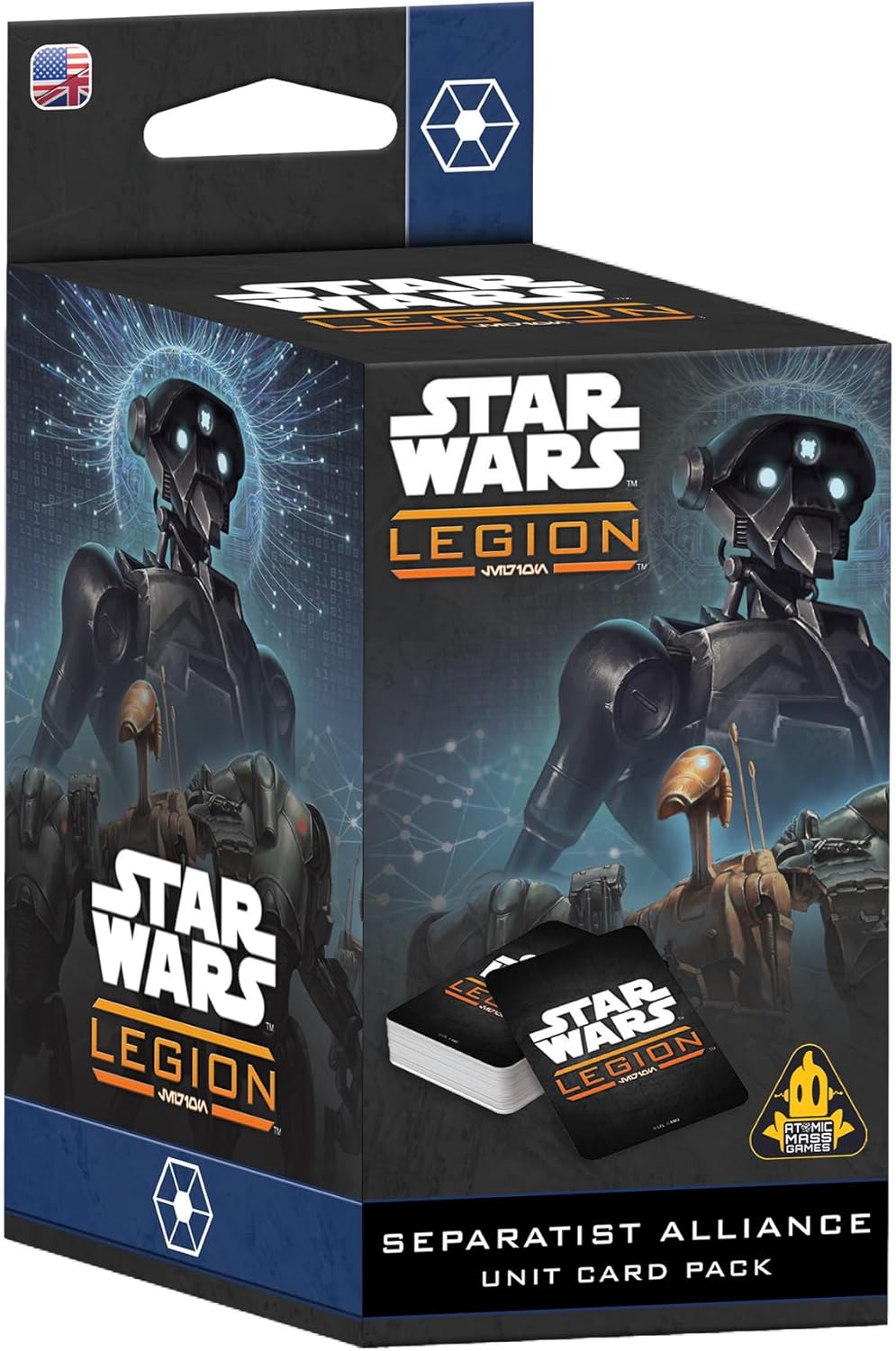 Star Wars: Legion - Separatist Alliance Unit Card Pack box featuring tactical and battle droids